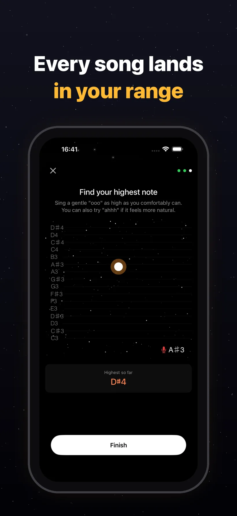 Voice range calibration — find your vocal range