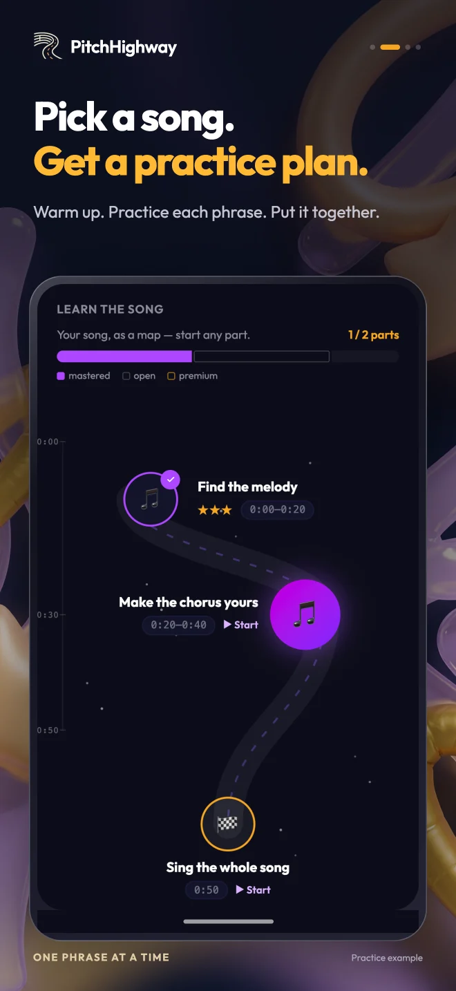 Song practice plan with phrase exercises and a full-song finale