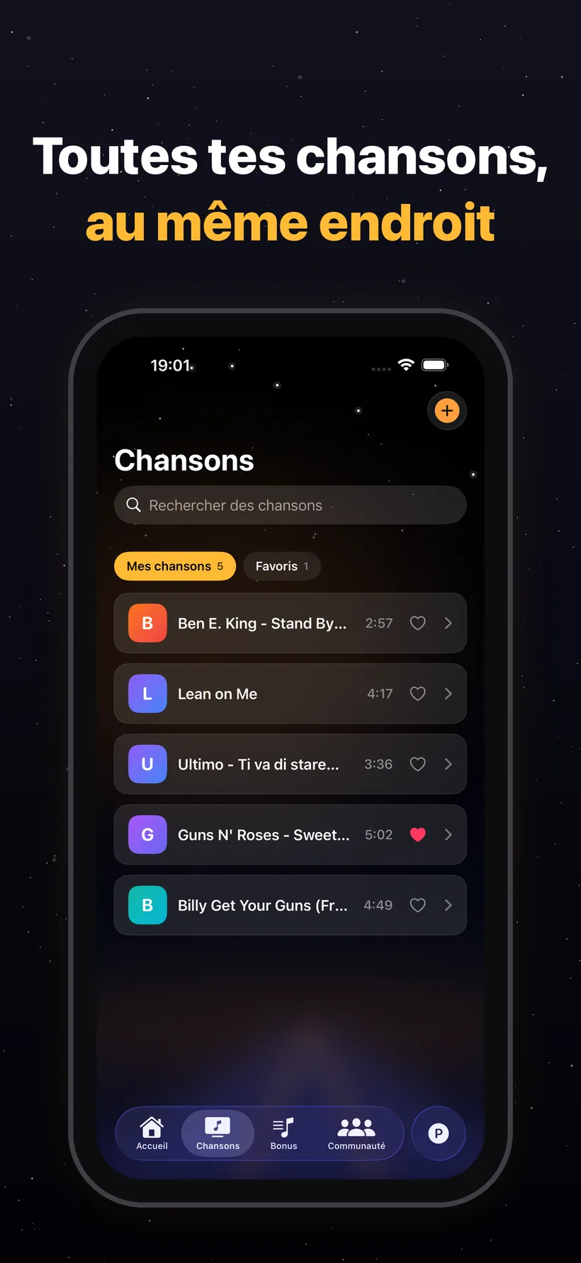 Bibliothèque de chansons PitchHighway — importez n'importe quel MP3