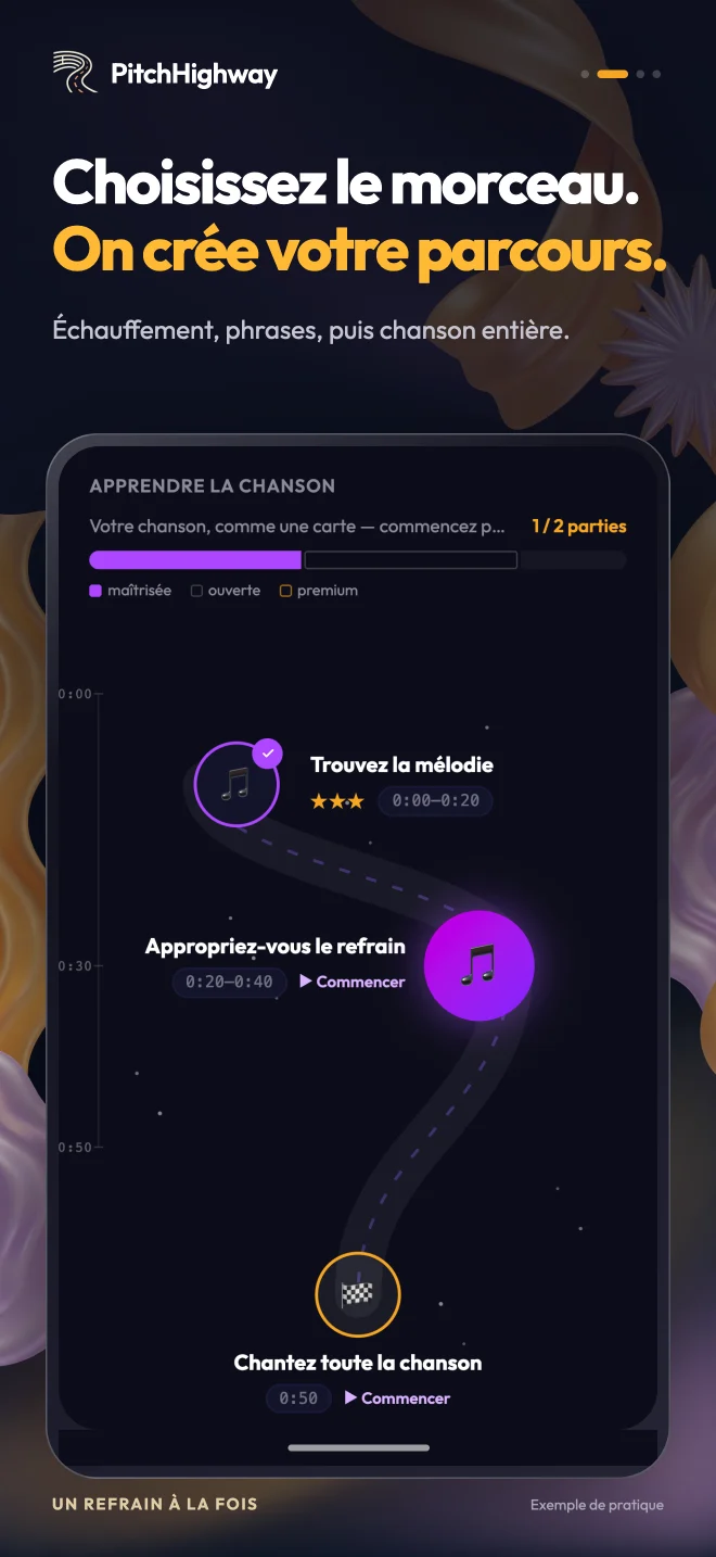 Parcours de pratique par phrases jusqu’à la chanson complète
