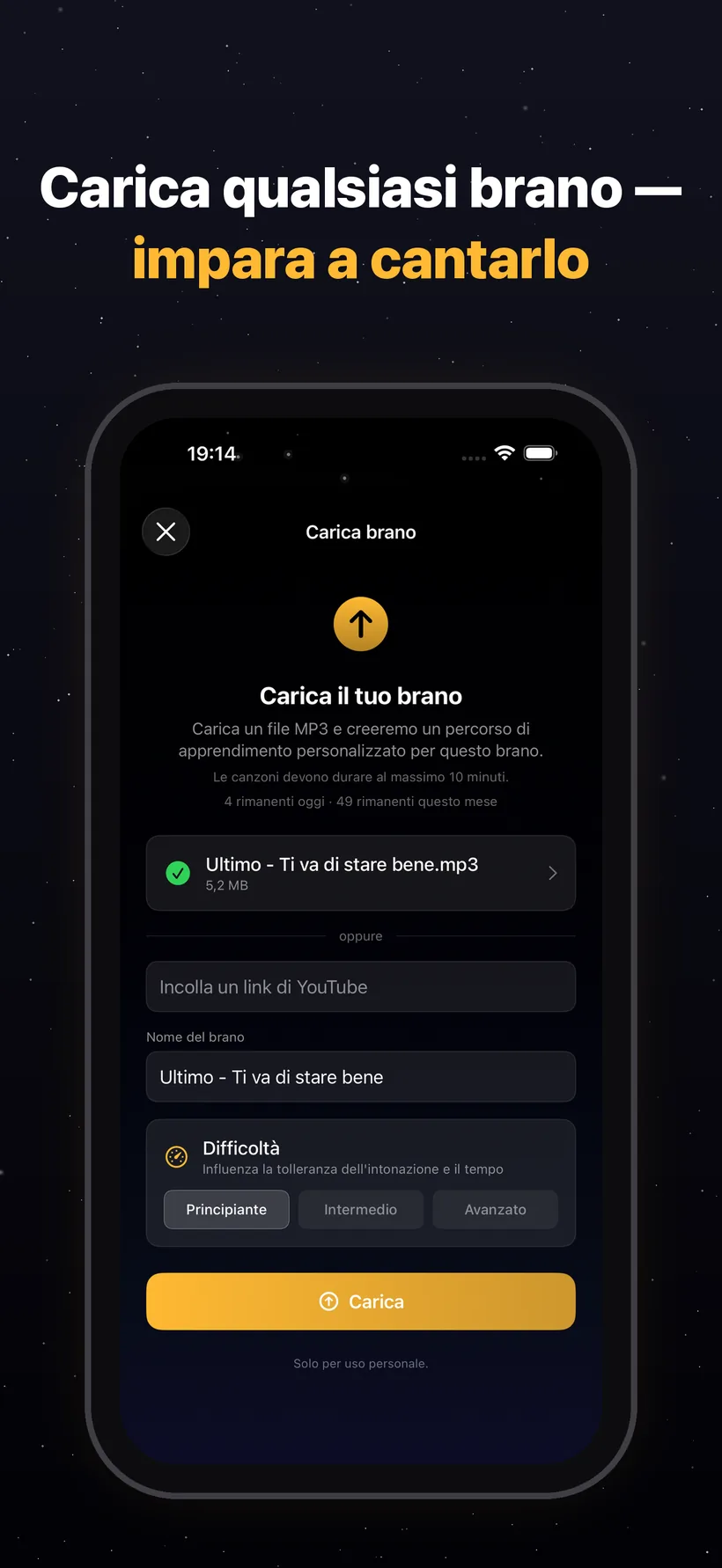 Libreria di canzoni PitchHighway — carica qualsiasi MP3