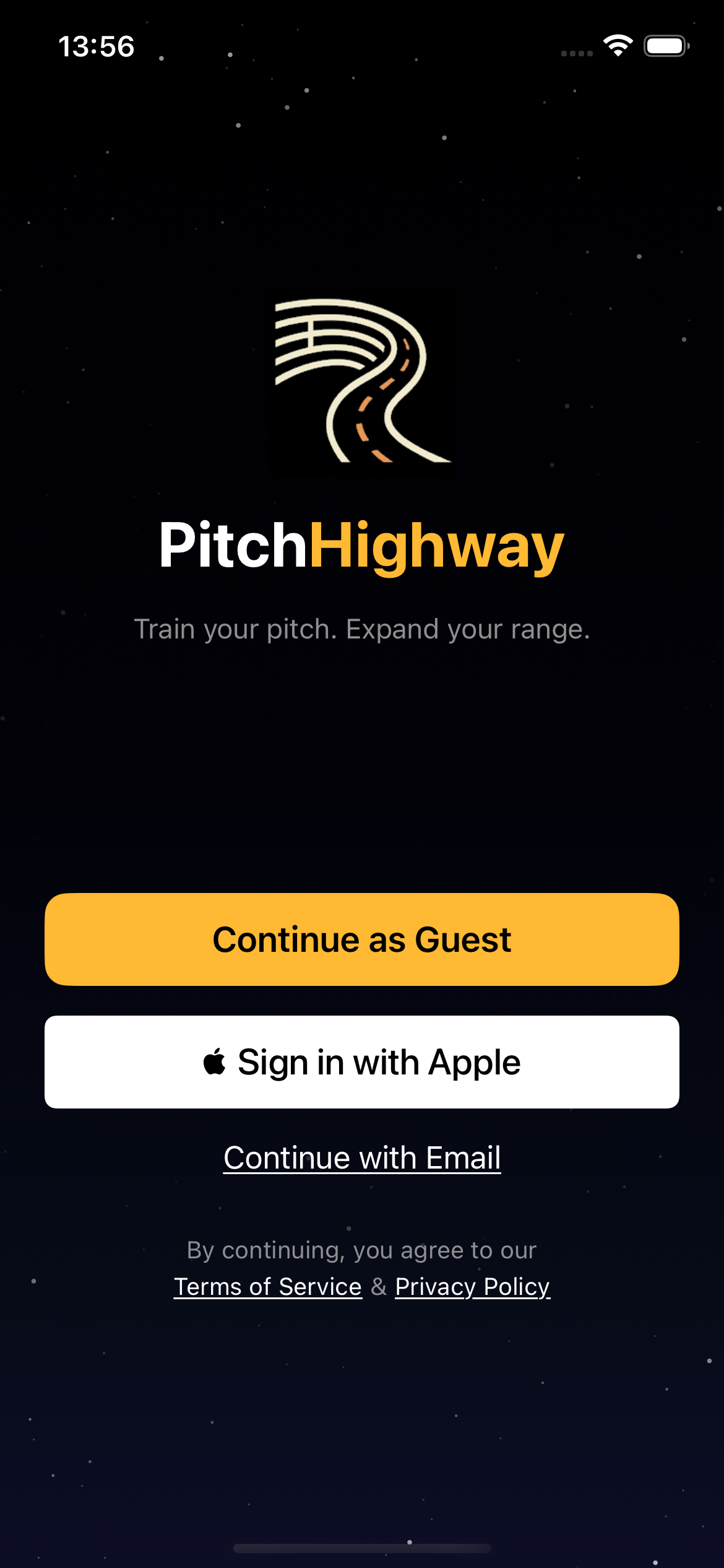 PitchHighway highway mode screen