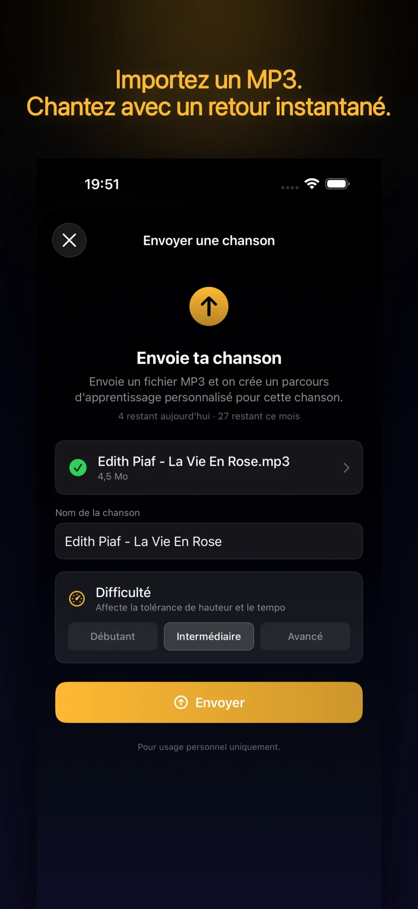 Bibliothèque de chansons PitchHighway — importez n'importe quel MP3