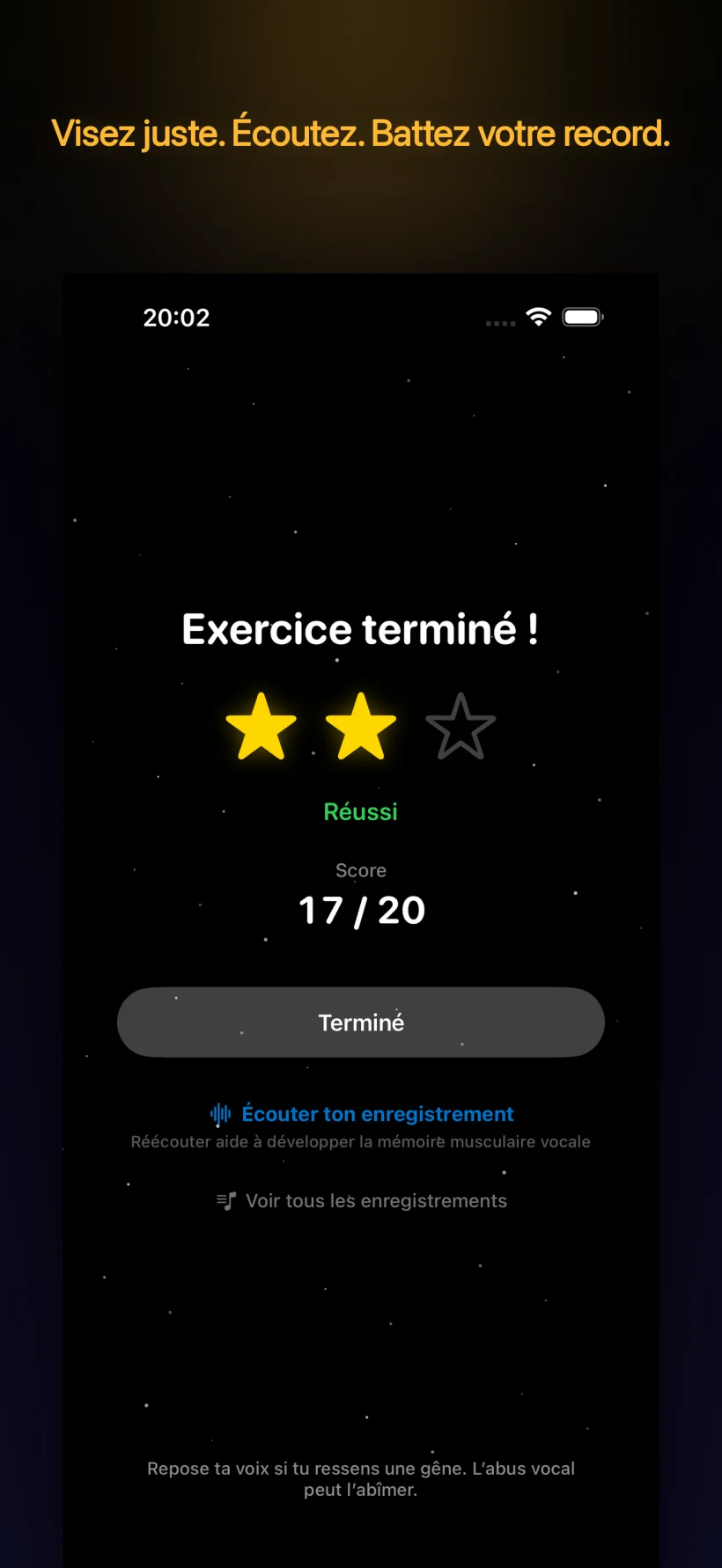 Fin d'exercice — étoiles et notation