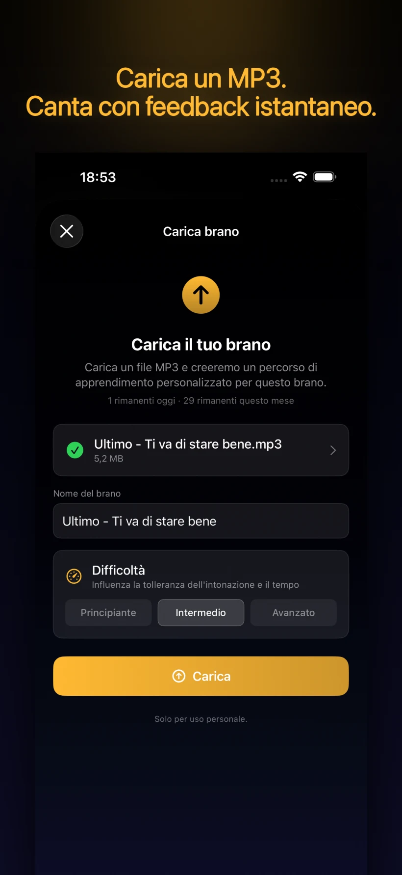 Libreria di canzoni PitchHighway — carica qualsiasi MP3
