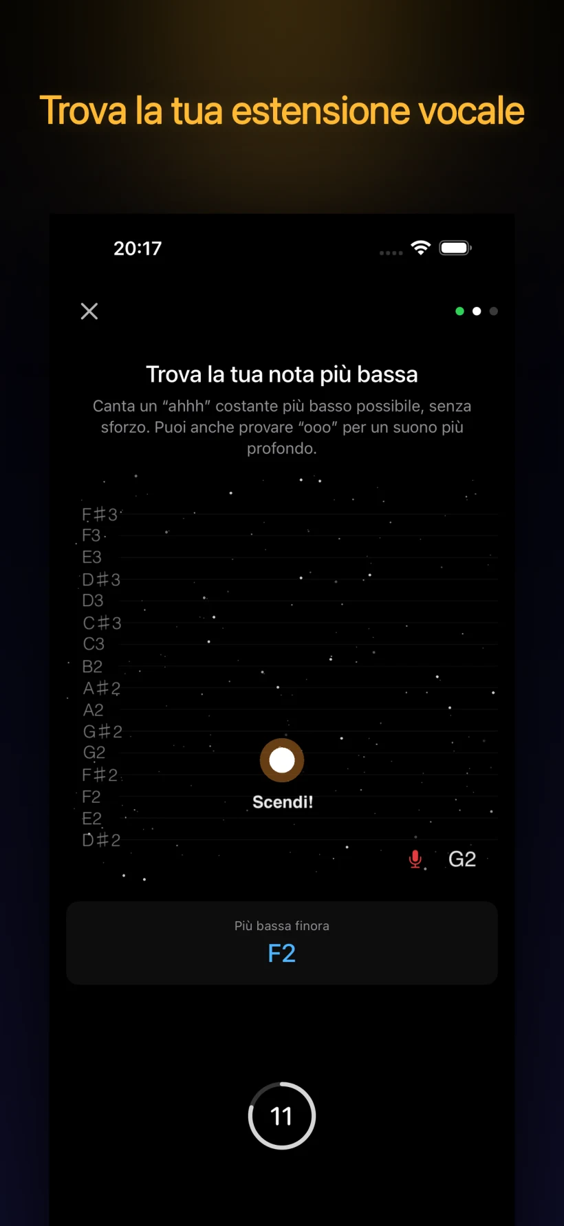 Calibrazione vocale — trova la tua estensione