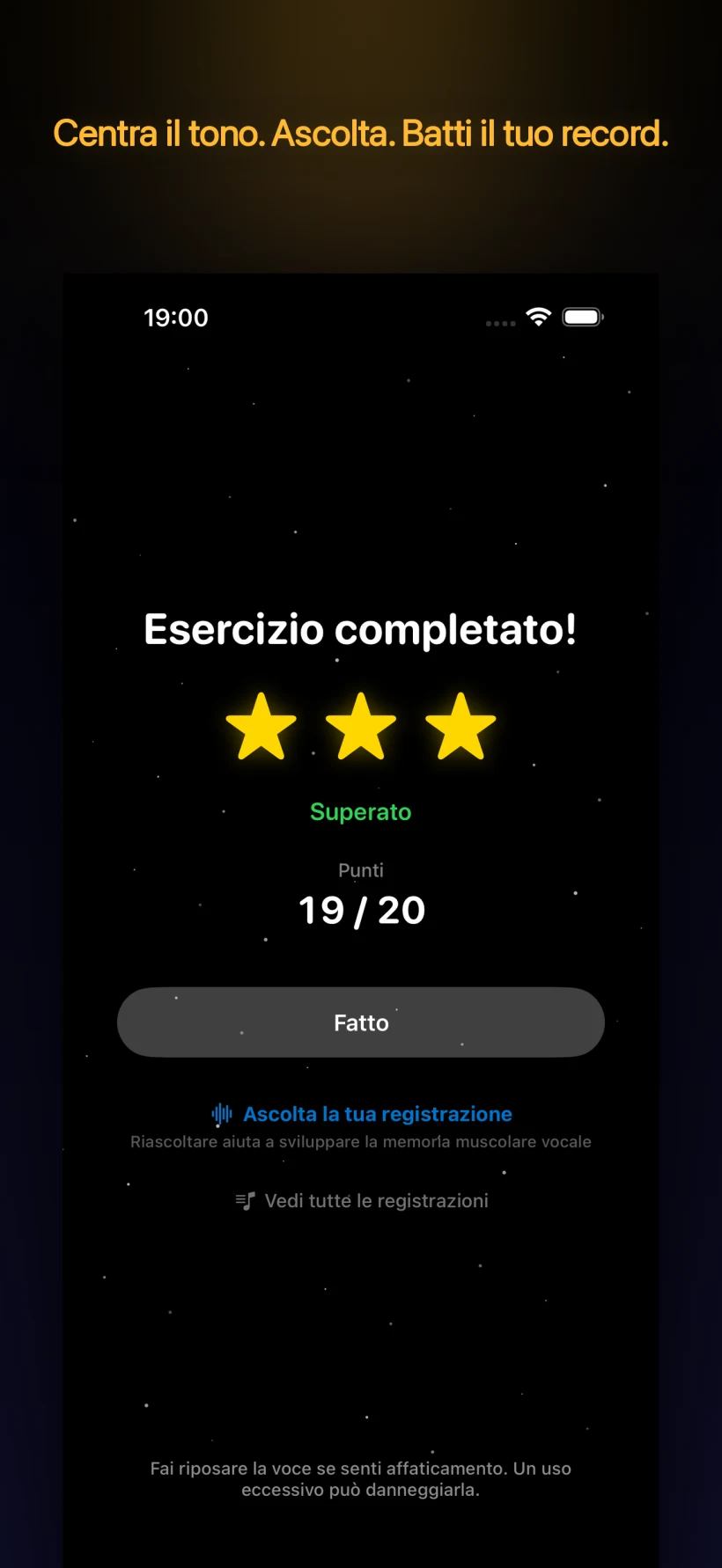 Risultato esercizio — stelle e punteggio