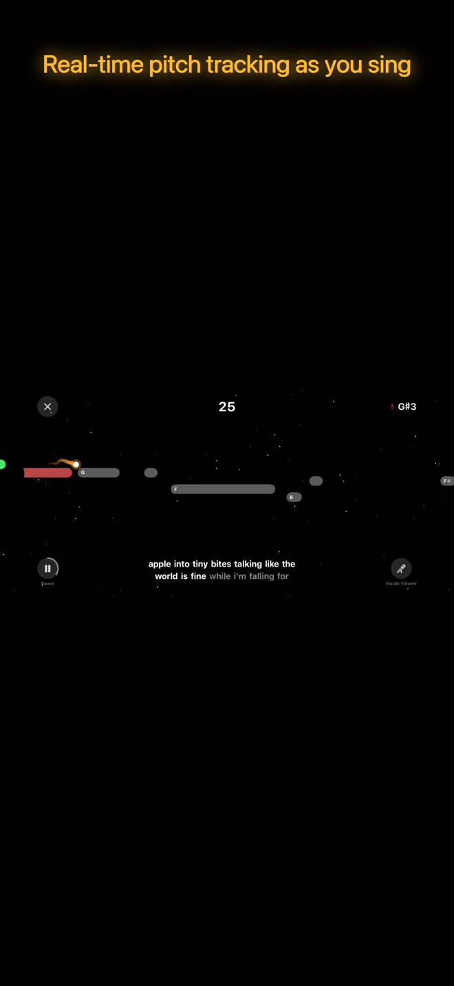 Highway mode — real-time pitch tracking while singing