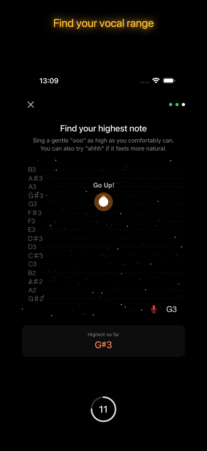 Voice range calibration — find your vocal range