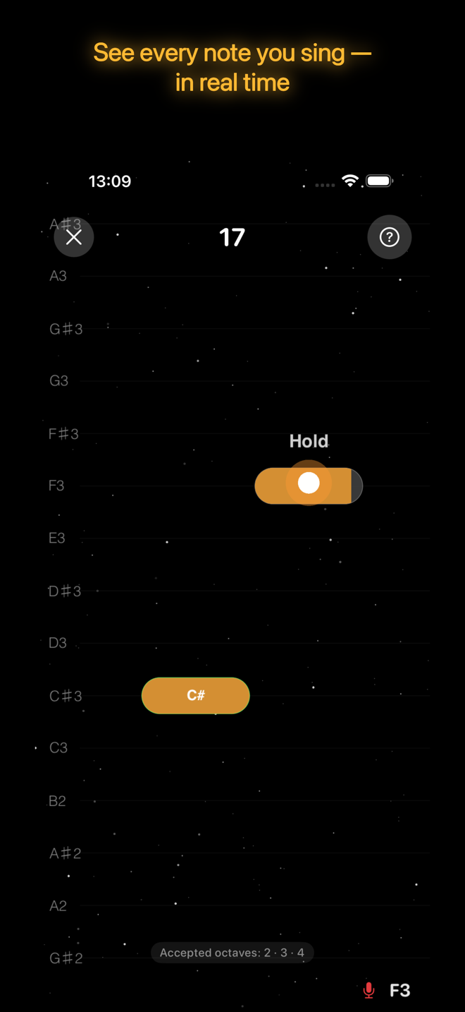 Pitch exercise — see every note you sing in real time